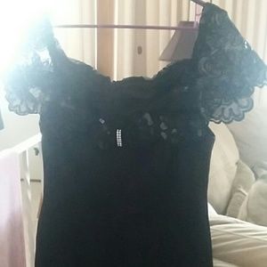 Black sequined cocktail dress